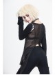 Broken Holes Chest Spider Chain Shoulder Hollow Lace-Up Asymmetrically Hem Black Punk T-Shirt