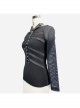 Ribbed Stitched Leather Loop Collar V-Shaped Mesh Spliced Back Black Punk T-Shirt