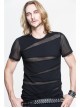Partition Diamond Rough Selvedge Knit Splice Mesh Black Short Sleeve Punk T-Shirt