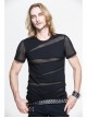 Partition Diamond Rough Selvedge Knit Splice Mesh Black Short Sleeve Punk T-Shirt