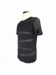 Partition Diamond Rough Selvedge Knit Splice Mesh Black Short Sleeve Punk T-Shirt