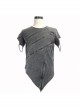 Partition Zippered Asymmetrically Hem Gray Punk T-Shirt