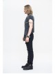 Partition Zippered Asymmetrically Hem Gray Punk T-Shirt