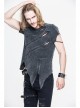 Partition Zippered Asymmetrically Hem Gray Punk T-Shirt