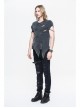 Partition Zippered Asymmetrically Hem Gray Punk T-Shirt