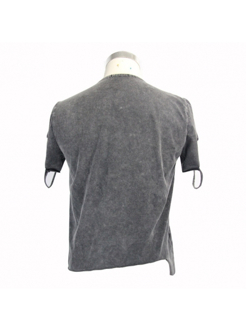Partition Zippered Asymmetrically Hem Gray Punk T-Shirt