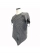Partition Zippered Asymmetrically Hem Gray Punk T-Shirt