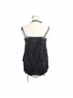 Broken Strips Knitted Rivet Collar Leather Loop Lace-Up Halter Black Punk T-Shirt