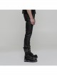 Steam Punk Male Casual Black PU Leather Metal Zipper Pants