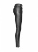 Steam Punk Female Black Military Buckle PU Leather Skinny Pants With Belt