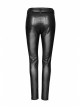 Steam Punk Female Black Military Buckle PU Leather Skinny Pants With Belt
