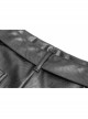 Steam Punk Female Black Military Buckle PU Leather Skinny Pants With Belt