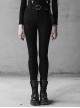 Steam Punk Female Black High Waist Pants With Braces