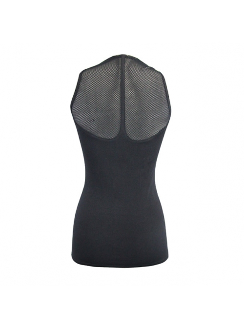 Chest Gear Embroidered Splice Hexagonal Diamond Mesh Black Punk Vest