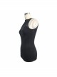 Chest Gear Embroidered Splice Hexagonal Diamond Mesh Black Punk Vest