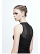 Chest Gear Embroidered Splice Hexagonal Diamond Mesh Black Punk Vest