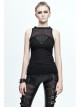 Chest Gear Embroidered Splice Hexagonal Diamond Mesh Black Punk Vest