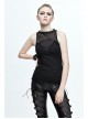 Chest Gear Embroidered Splice Hexagonal Diamond Mesh Black Punk Vest