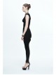 One Side Spider Web Pattern Mesh Long Sleeve Other Side Sleeveless Asymmetric Hem Black Punk T-Shirt