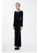 Cross Pattern Velvet Waist Length Horn Sleeves Short Black Gothic T-Shirt