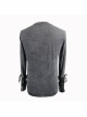 Black Faded Splice Heat Seal Backing Chest Lace-Up Leather Loop Cuff Punk T-Shirt