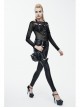 Sharp Nail Leather Loops Halter Splice Hexagonal Diamond Mesh Backless Black Punk T-Shirt