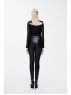 Sharp Nail Leather Loops Halter Splice Hexagonal Diamond Mesh Backless Black Punk T-Shirt