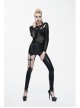 Sharp Nail Leather Loops Halter Splice Hexagonal Diamond Mesh Backless Black Punk T-Shirt