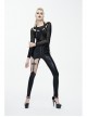 Sharp Nail Leather Loops Halter Splice Hexagonal Diamond Mesh Backless Black Punk T-Shirt