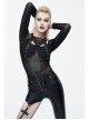 Sharp Nail Leather Loops Halter Splice Hexagonal Diamond Mesh Backless Black Punk T-Shirt