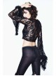 Black Rose Mesh Lace Rough Selvedge Flared Sleeves Gothic T-Shirt