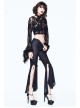 Black Rose Mesh Lace Rough Selvedge Flared Sleeves Gothic T-Shirt