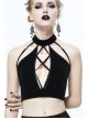 Dense Velvet Moon Pendant Chest Lace-Up Backless Black Gothic Vest