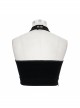 Dense Velvet Moon Pendant Chest Lace-Up Backless Black Gothic Vest