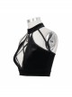 Dense Velvet Moon Pendant Chest Lace-Up Backless Black Gothic Vest