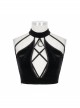 Dense Velvet Moon Pendant Chest Lace-Up Backless Black Gothic Vest