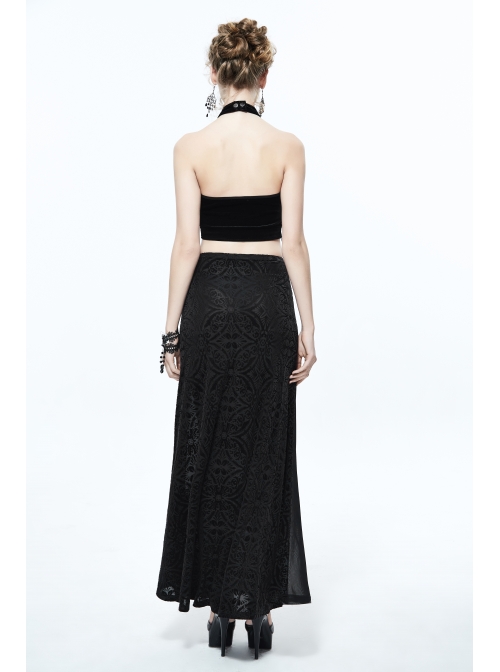 Dense Velvet Moon Pendant Chest Lace-Up Backless Black Gothic Vest