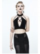 Dense Velvet Moon Pendant Chest Lace-Up Backless Black Gothic Vest