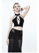 Dense Velvet Moon Pendant Chest Lace-Up Backless Black Gothic Vest