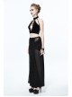 Dense Velvet Moon Pendant Chest Lace-Up Backless Black Gothic Vest