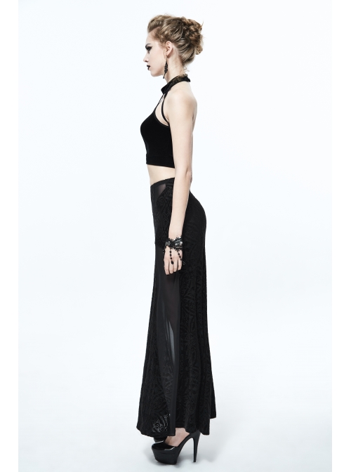 Dense Velvet Moon Pendant Chest Lace-Up Backless Black Gothic Vest