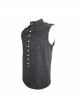 Military Uniform Style Chest Big Chinese Frog Button Black Punk Sleeveless T-Shirt