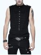 Military Uniform Style Chest Big Chinese Frog Button Black Punk Sleeveless T-Shirt