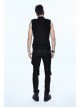 Military Uniform Style Chest Big Chinese Frog Button Black Punk Sleeveless T-Shirt