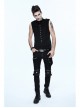 Military Uniform Style Chest Big Chinese Frog Button Black Punk Sleeveless T-Shirt