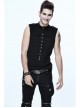 Military Uniform Style Chest Big Chinese Frog Button Black Punk Sleeveless T-Shirt