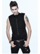 Military Uniform Style Chest Big Chinese Frog Button Black Punk Sleeveless T-Shirt