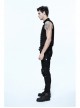 Military Uniform Style Chest Big Chinese Frog Button Black Punk Sleeveless T-Shirt