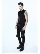 Military Uniform Style Chest Big Chinese Frog Button Black Punk Sleeveless T-Shirt