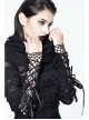 Ripped Hooded Finger Covered Splice Mesh Leather Loop Lace-Up Cuff Black Punk T-Shirt